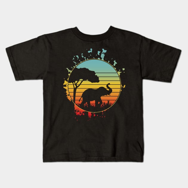 sunset Unique elephant cool birthday party Kids T-Shirt by greatnessprint